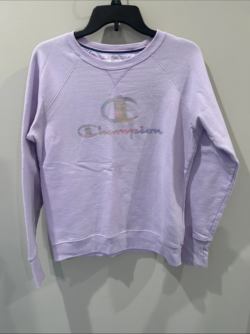 Champion Lavender Crew Sweatshirt with Pastel Logo